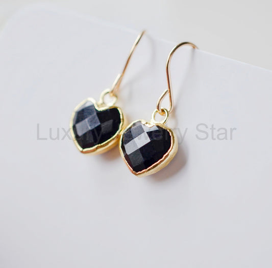 Black Onyx Heart Earrings - image 2