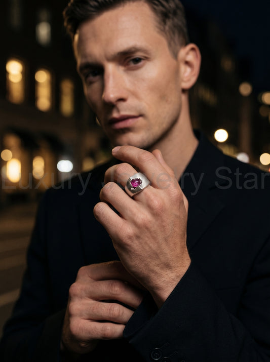Raw Pink Tourmaline Men's Ring By Harshita Jewellery - image 2