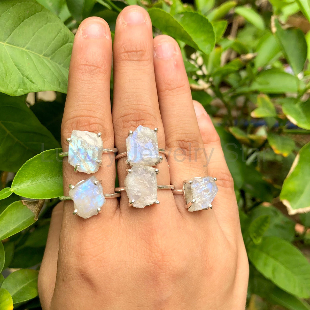 Raw Rainbow Moonstone Ring, 925 Sterling Silver Handmade Women's Ring, Natural Gemstone - image 2