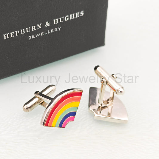 Rainbow Pride Cufflinks in Sterling Silver | LGBTQ+ Wedding & Anniversary Gift - image 2