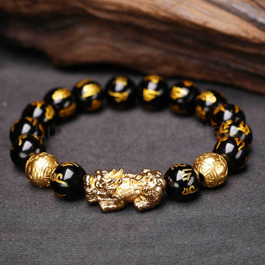 Black Obsidian Pixiu Feng Shui Wealth Bracelet - image 2