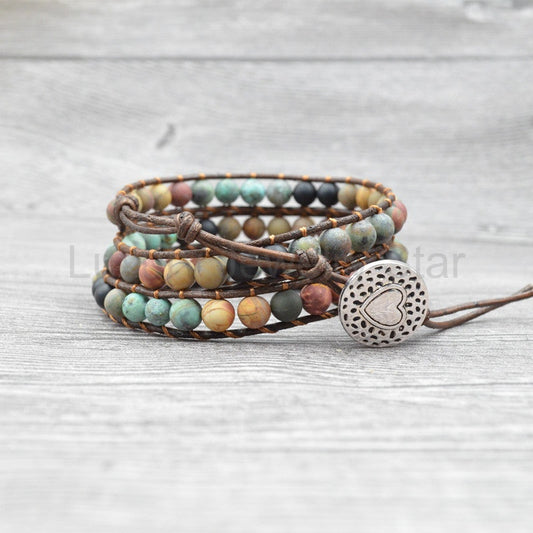 Bohemian Beaded Leather Bracelet - image 2