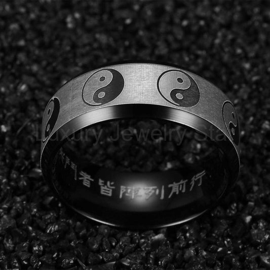 Custom Yin Yang Ring With Chinese Engravings - image 2