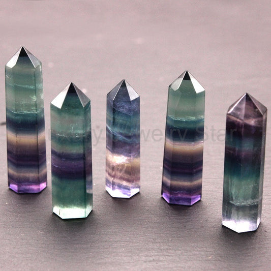 Natural Rainbow Fluorite Hexagonal Crystal Wand - image 2