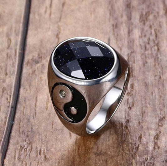 Natural Stone Yin Yang Positivity Ring - image 2