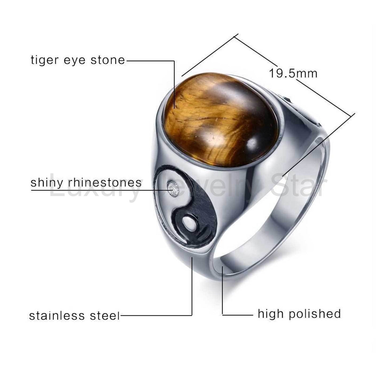 Natural Stone Yin Yang Positivity Ring - image 4