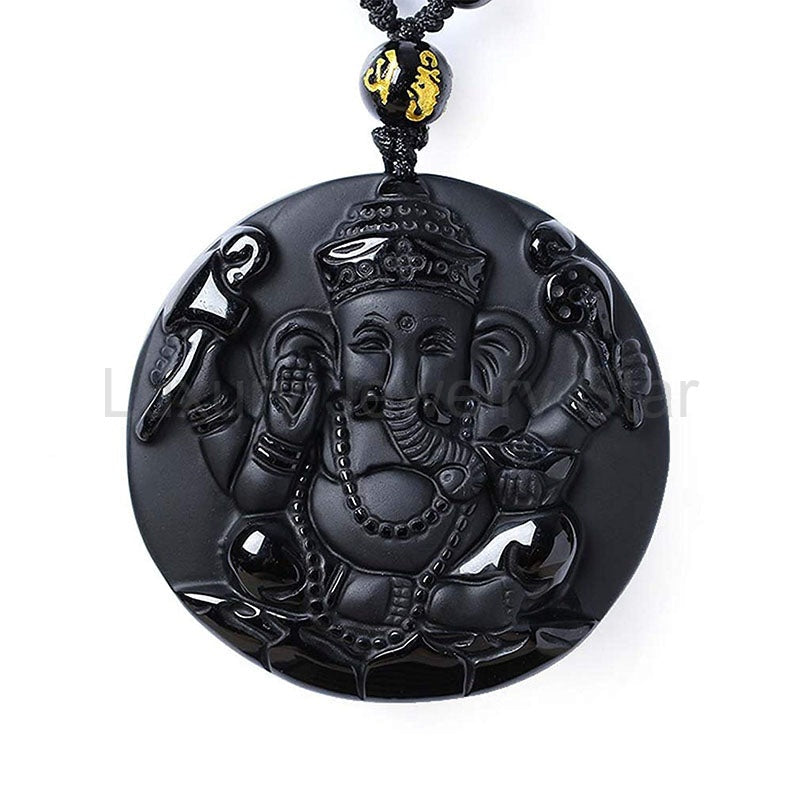 Obsidian Ganesha Success Necklace - image 11