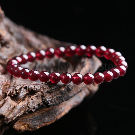 Red Garnet Stone Bead Bracelet - image 2