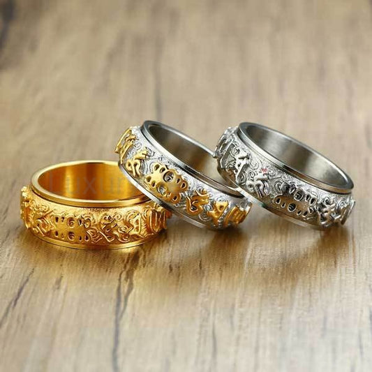 ROTATING Om Mani Padme Hum Mantra Tibetan Ring - image 2