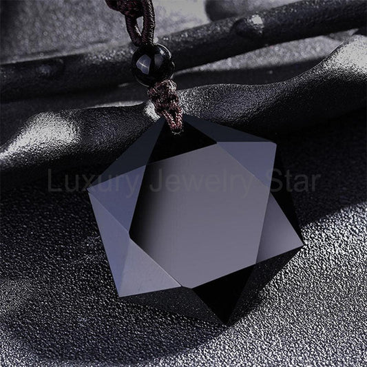 Six-Pointed Star Black Obsidian Protection Necklace - image 2