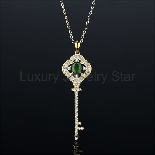 925 Sterling Silver Key Necklace - image 2