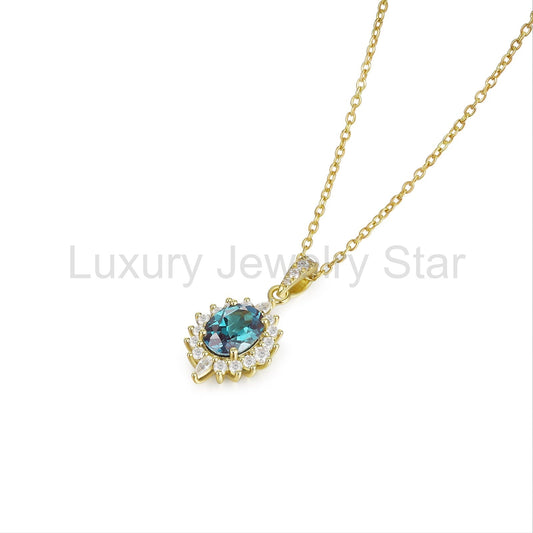 925 Sterling Silver Lab Alexandrite Necklace - image 2