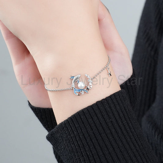 925 Sterling Silver Whale Bracelet - image 2