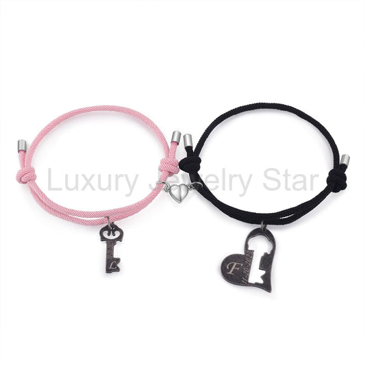 Custom Letter and Date Couple Bracelet - image 2