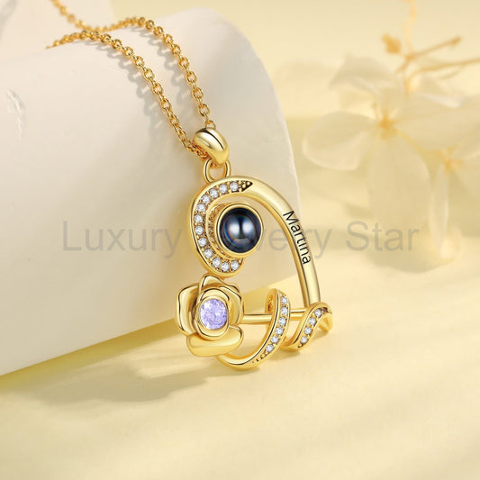 Custom Photo Projection Birthstone Necklace - image 2