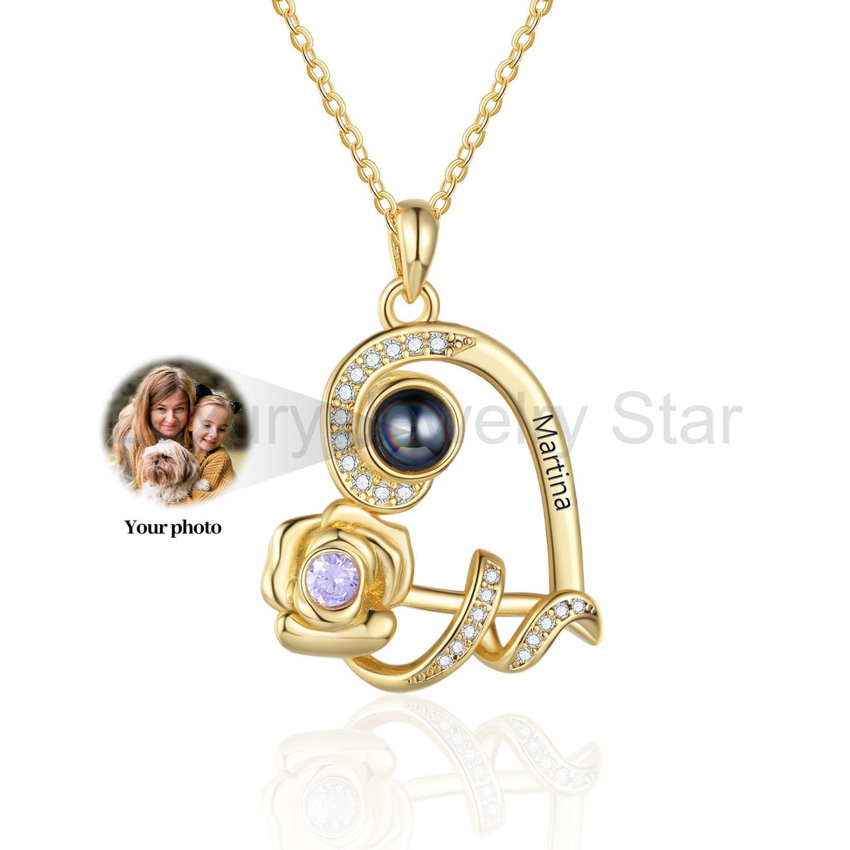Custom Photo Projection Birthstone Necklace - image 8