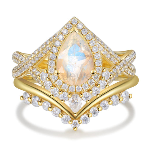 K Gold Natural Moonstone Ring - image 2