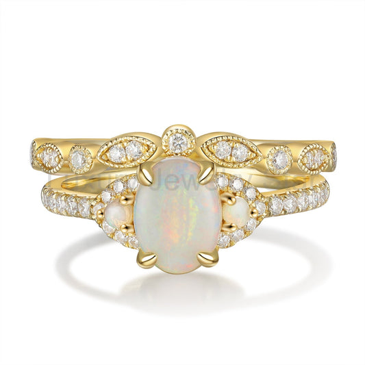 K Gold Natural Opal Stone Ring - image 2