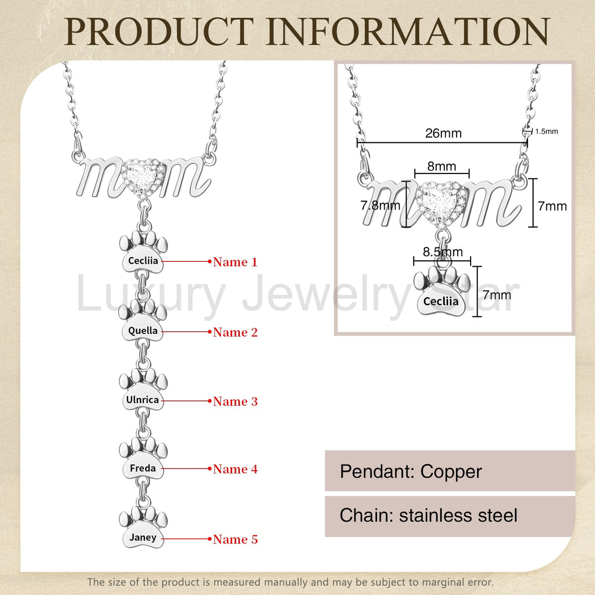 Mother's Day Paw Shape Necklace - image 19