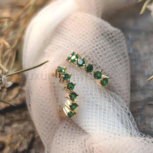 Small Emerald Hoops - image 2