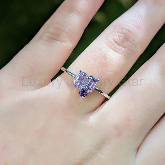 The Elia - Amethyst Small Cluster Ring - image 2