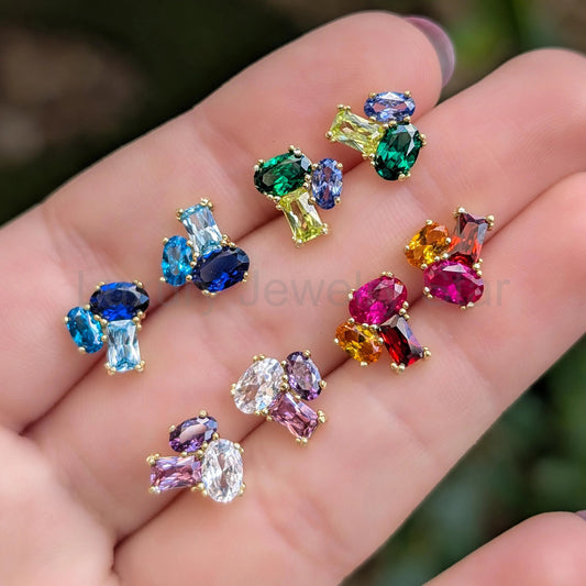 The Elia - Custom Gemstone Small Cluster Studs - image 2