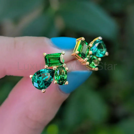 The Tulia - Emerald Cluster Studs - image 2