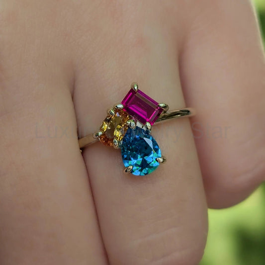 The Tulia - Pansexual Flag 3 Stone Ring - image 2