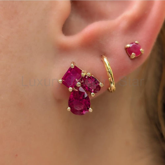 The Tulia - Ruby Cluster Studs - image 2