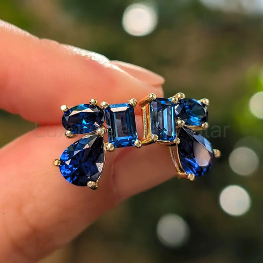 The Tulia - Sapphire Cluster Studs - image 2