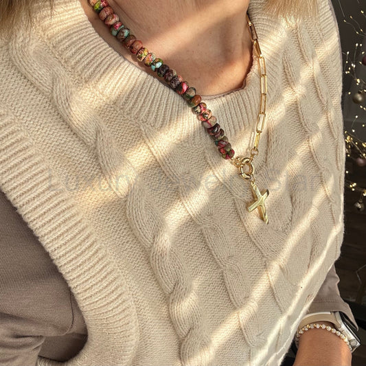 Cozy Colorful Paper Clip Chain Beaded Necklace with Charm - Limited Edition - image 2
