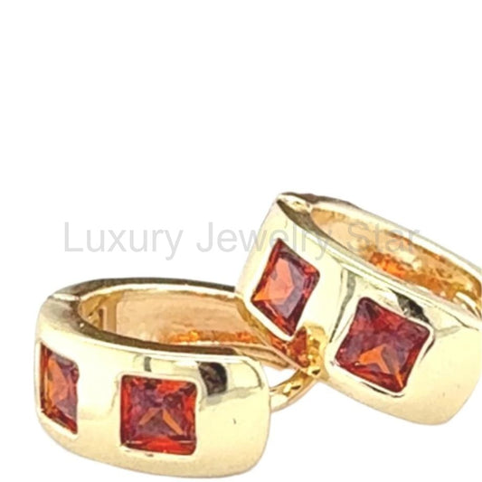 Gold Gemstone Earrings - image 2