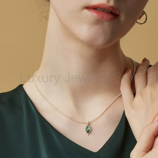 ‘Moss Facet’ Unique Cut Non-Traditional Moss Agate Pendant for Women - image 2