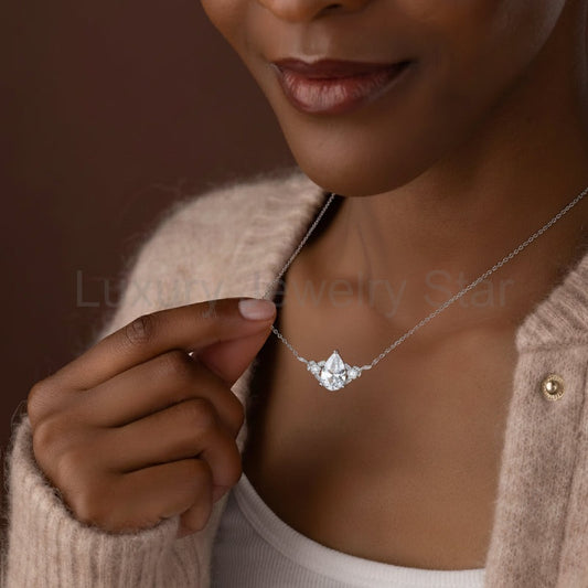 "Eira" Pear Cut Cubic Zirconia Classic Necklace - image 2
