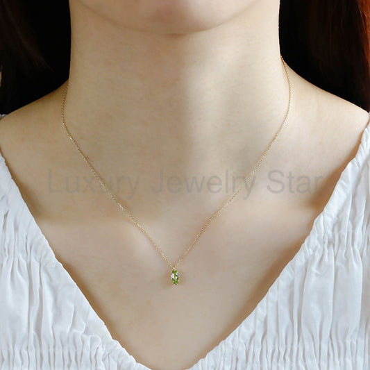 Mabeline - Oval Cut Peridot Classic Necklace - image 2