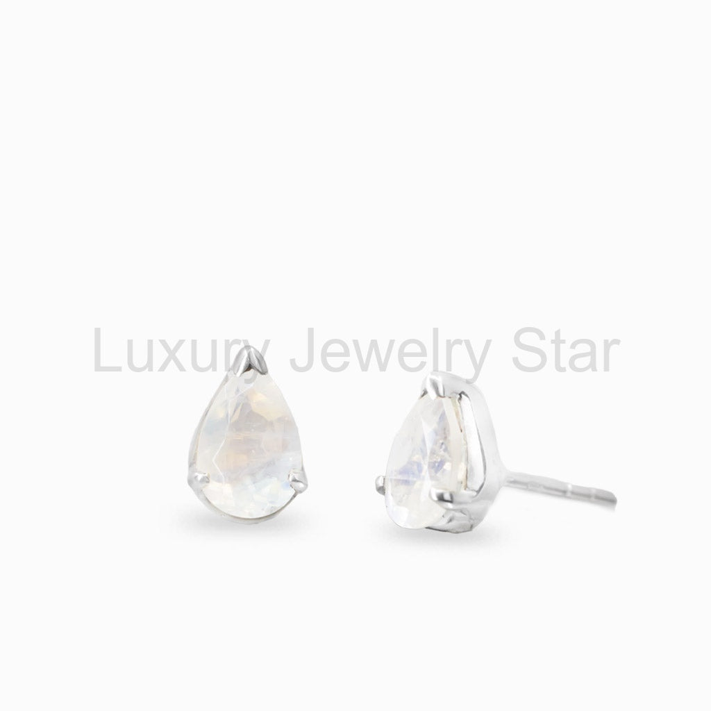 Rainbow Moonstone Stud Earrings
