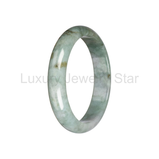 Real Green Pattern Jadeite Bangle - 59mm Half Moon - image 2