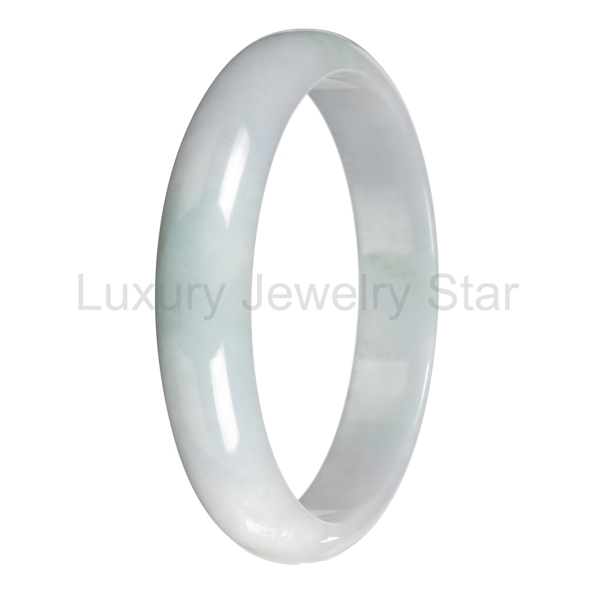 Real Pale Green with White Section Jadeite Jade Bangle - 78mm Half Moon - image 5