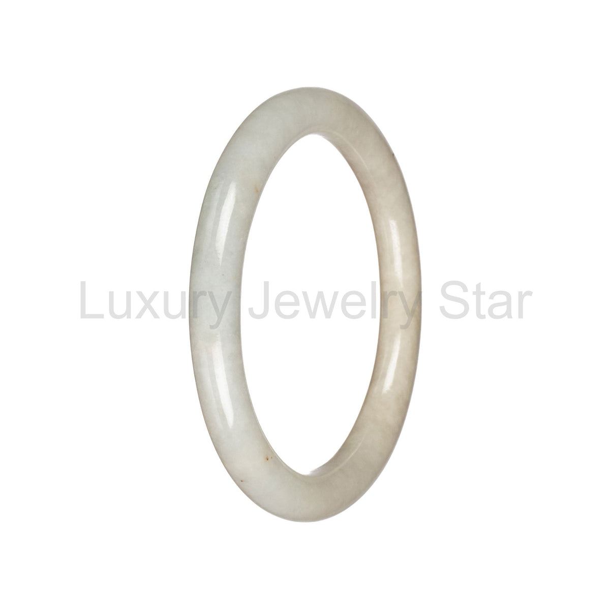 Real White Burmese Jade Bangle - 60mm Petite Round - image 3