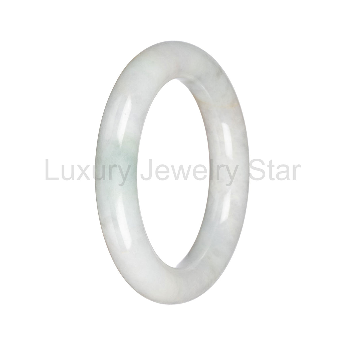 Real White with Pale Green Traditional Jade Bangle - 57mm Round - image 3