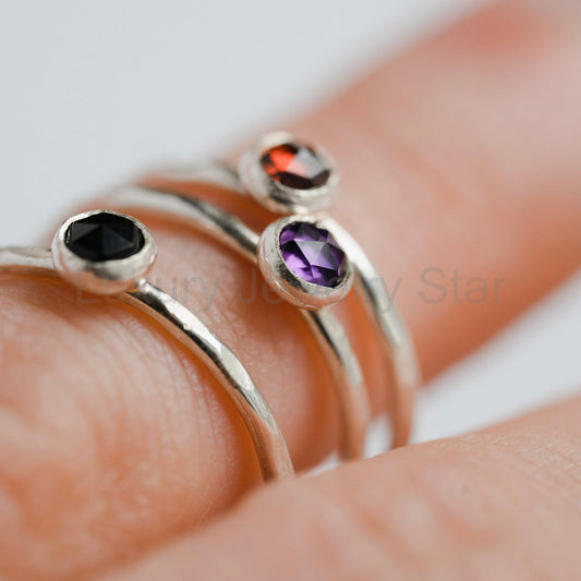 Amethyst Rose Cut Gemstone Ring in Sterling Silver - image 2