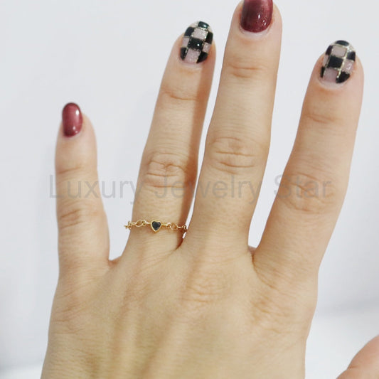 Black and Gold Fill Heart Chain Ring - image 2