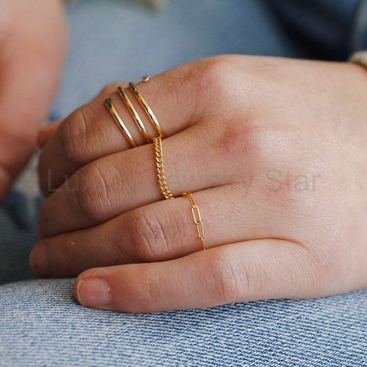 Dainty Paperclip Chain Ring - Choose Your Metal - image 2