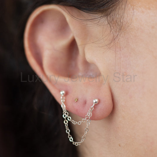 Double Ball Stud Earring / SINGLE EARRING / Gold Fill Or Sterling Silver - image 2