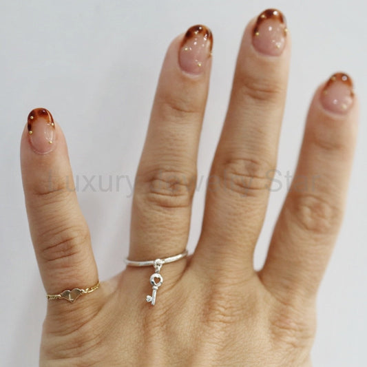 Lock Charm Stacking Ring in Sterling Silver - image 2