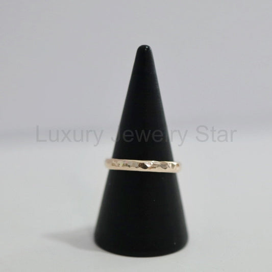 Thick Hammered Stacking Ring - Choose Your Metal - Sterling Silver or 14 Karat Gold Fill - image 2