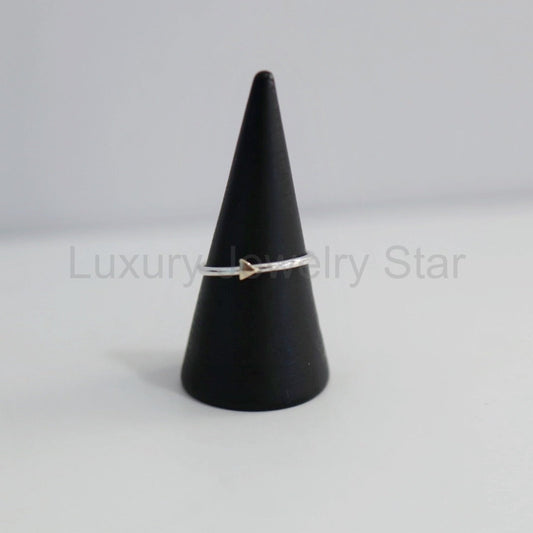 Tiny Triangle Stacking Ring in Mixed Metal / Sterling Silver and 14 karat Yellow Gold - image 2