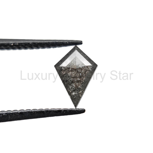 .65 Carat Black Salt and Pepper Rose Cut Kite Diamond - image 2