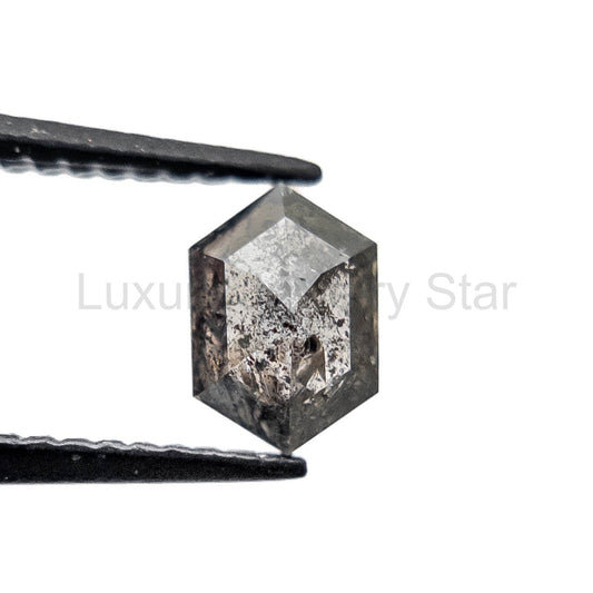 .69 Carat Salt and Pepper Rose Cut Hexagon Diamond - image 2