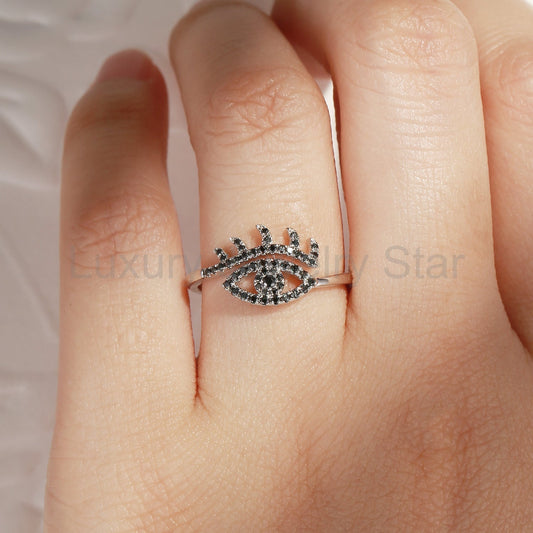 Unique Black Moissanite Eye Inspired Engagement Ring - image 2